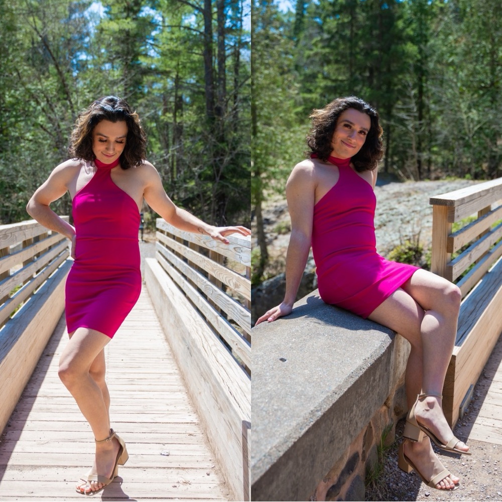 Blue Blush Vibrant Pink Backless Dress